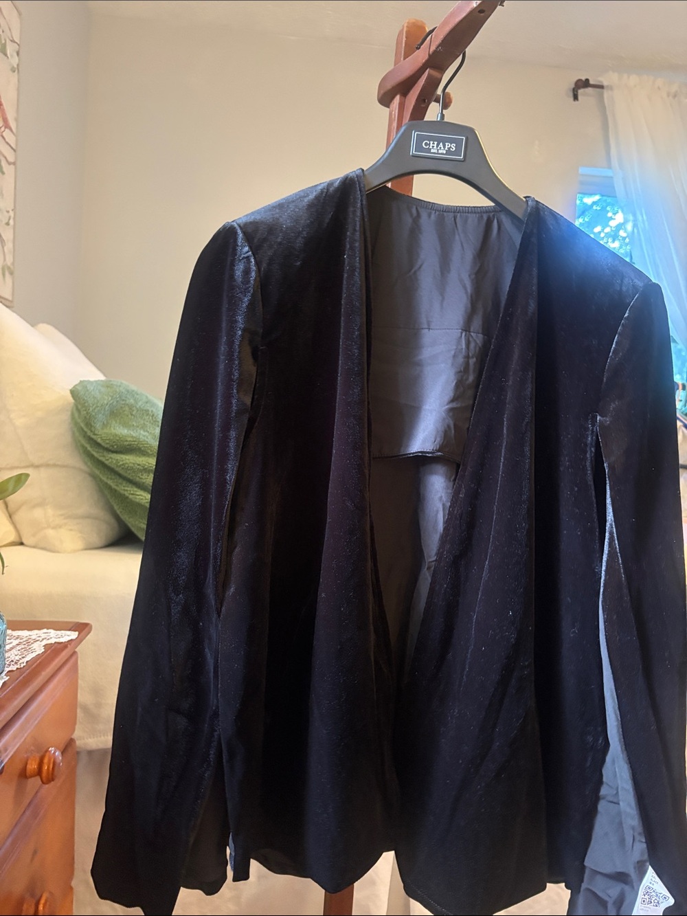 Black Velvet like Open-Front cape
